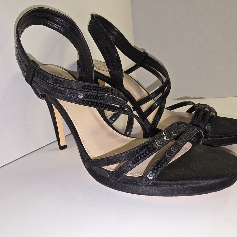 I.Miller Sequin Black Dress up Heel Size 8.5 Elegant Black Strappy Women's Heels